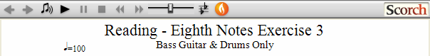 Reading Guitar  8th Notes Ex. 3 Bass Guitar & Drums